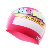 Ảnh của NÓN BƠI HỌA TIẾT TYR HELLO MY NAME IS SILICONE YOUTH SWIM CAP